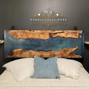 Epoxy Wooden Headboard Bedroom King bed Headboard Resin Headboard Decor River Furniture Epoxy Board Top Wall Panel Decor Bedroom Deco