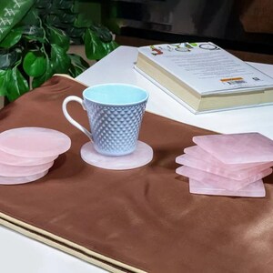 Rose Quartz Coasters, Pink Crystal Stone Drink Mats, Healing Crystal Table Protection, Crystal-themed Gifts Coasters Home Decor Gifts