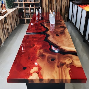 Epoxy kitchen counter top, resin river counter tops, handmade furniture and decor, mid century modern, personalized home decor