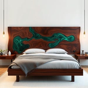 King Size Bed Headboard, Wall Mounted, Bed Frame Headboard, Live Edge Resin Decor, Queen Bad Headboard, King Bad Headboard, Headboard Panel