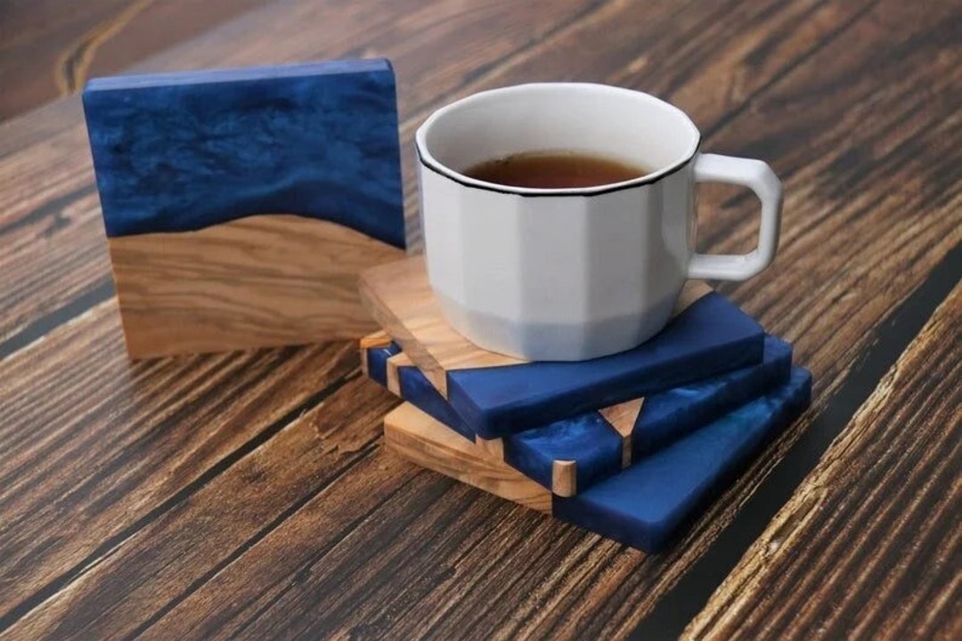 Epoxy Resin Coaster, Wood Coasters ,resin Coasters Set, Tea Coaster, Epoxy Wooden Coaster Set of