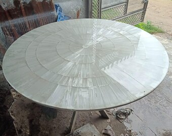 Selenite Table Top, Selenite Coffee Table, Round Selenite Dining Table, Selenite Counter Table, Crystal Home Decor, Healing Energy Furniture