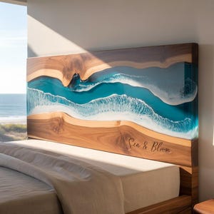 Handmade Wood and Epoxy Headboard: King, Queen, Wall Mount