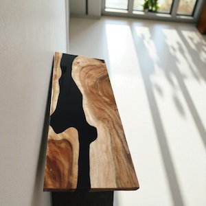 live edge console table, media tv console, narrow console table, tv stand, wood console walnut, entryway table, epoxy resin console