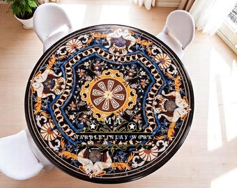 Marble Inlay Table  Semi Precious Stone Inlaid For Coffee Table Center Table Patio Table with Wooden Stand Table Top