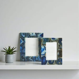 Luxury Natural Agate Stone Photo Frame | Handmade Gemstone Picture Frame for Tabletop Display | Unique Home Decor Gift