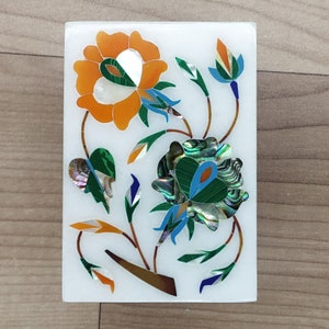 Marble Jewelry Box: Floral Inlay Keepsake Box