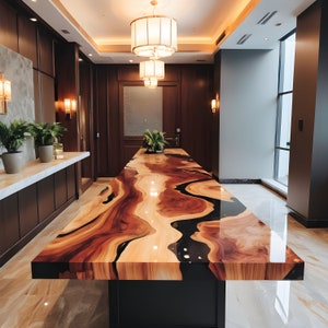 Epoxy kitchen counter top, resin river counter tops, handmade furniture and decor, mid century modern, personalized home decor
