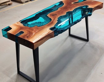 Console Ocean Table, Epoxy Resin Hallway Table, Narrow Slim Table, Epoxy Resin table, Ocean Wave Bar Table, Console table, Entryway Decor