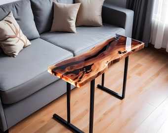 Funktionaler Holz-Armlehnentisch, Couch-Armlehnentisch mit Zeitungsständer, einfach Sofa-Arm-Tabletttisch, benutzerdefiniertes Holz-Sofa-Arm-Tisch Geschenk für Papa