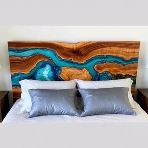 King Size Bed Headboard, Wall Mounted, Bed Frame Headboard, Live Edge Resin Decor, Queen Bad Headboard, King Bad Headboard, Headboard