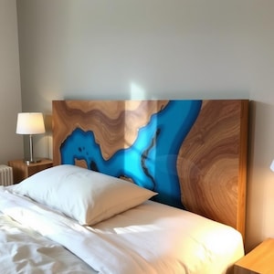 King Size Bed Headboard, Wall Mounted, Bed Frame Headboard, Live Edge Resin Decor, Queen Bad Headboard, King Bad Headboard, Headboard Panel