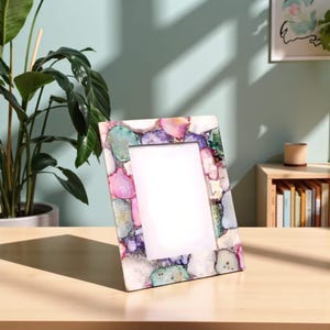 Luxury Natural Agate Stone Photo Frame | Handmade Gemstone Picture Frame for Tabletop Display | Unique Home Decor Gift