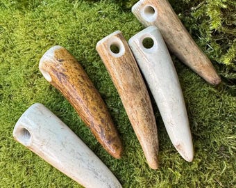 5 Pre-Drilled Red Deer Antler Tips for Pendants, Keyrings