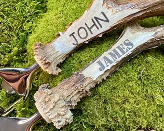Personalized Antler Bottle Opener | Engraved Roe Deer Antler Handle