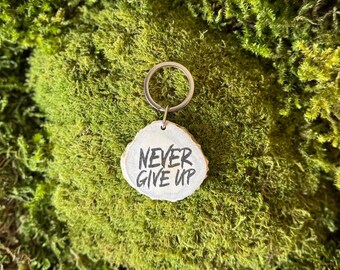 Moose Antler Keychain - Never Give Up Engraved Motivational Gift