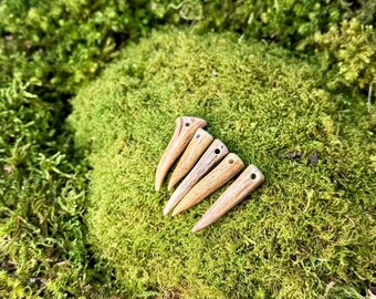 Roe Deer Antler Tips (4cm) Pre-Drilled Natural Antler Pendants for Tribal Jewelry Making