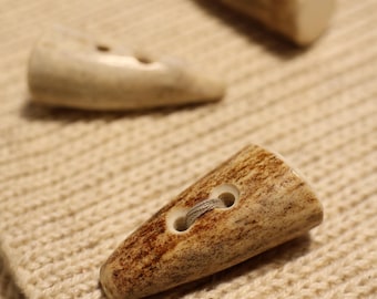 Handmade Antler Button - Rustic Sewing, Knitting, and DIY Supplies