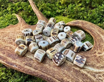 20 Natural Antler Beads | Handmade Jewelry, Dreadlocks, Crafting