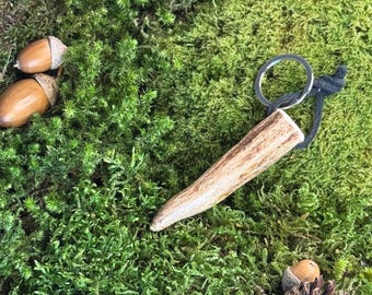 Real Moose Antler Tip Keychain, Rustic Keyring, Ethically Sourced