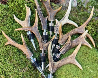 Handmade Antler Bottle Stopper, Rustic Bar Decor