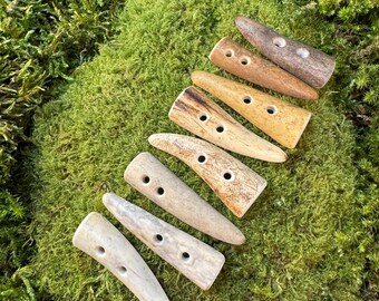 Set of 7 Real Moose Antler Buttons – Rustic Sewing Supplies