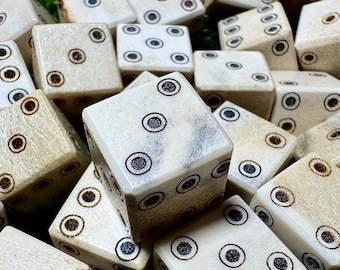 Real Moose Antler Game Dice, Handmade Engraved Ancient Style