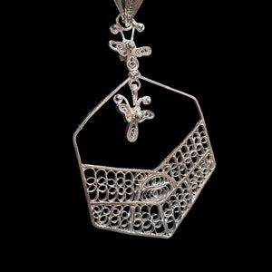 Pure silver jewelry pendant filigree handwork wedding honey bee design vintage gift