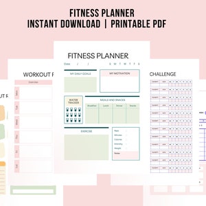 Fitness Planner Digital, Printable Planner, Planner Set, Instant Download,