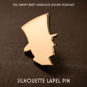 Spille da bavero di Jeremy Brett con Sherlock Holmes (uomini danzanti, silhouette e "Io sono un Bretton") Golden "Silhouette"