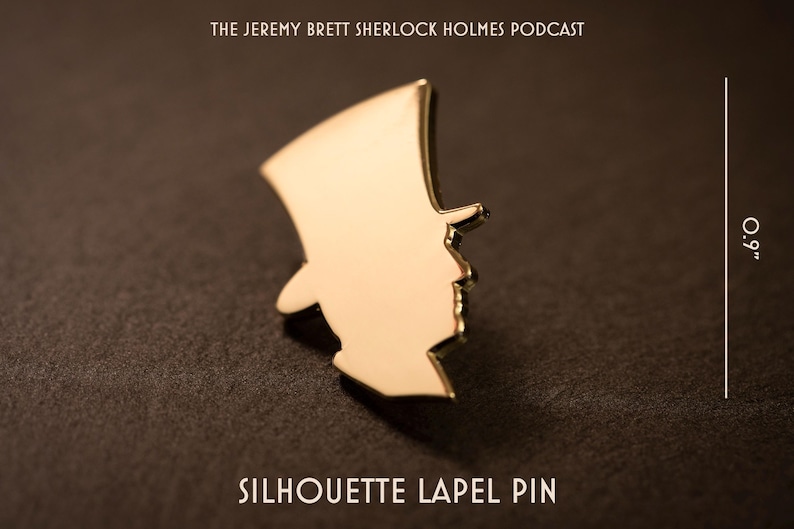 Spille da bavero di Jeremy Brett con Sherlock Holmes (uomini danzanti, silhouette e "Io sono un Bretton") Golden "Silhouette"