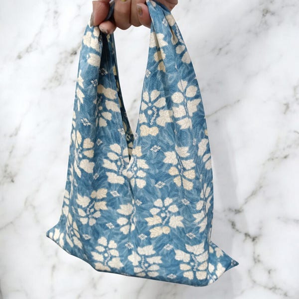 Bolsa de kimono reciclada: bolsa ecológica de seda japonesa (66-1)