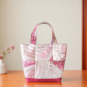 Upcycled Kimono Obi Bag Japanese Silk Small/mini Tote Bag /Hand bag (55-4)