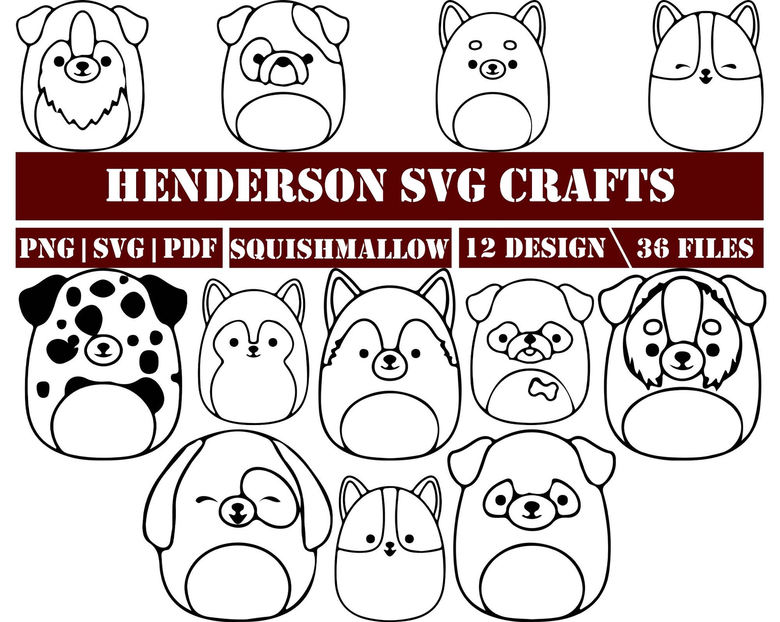 Squishmallow DOGS Coloring Page Files for Cricut Svg-png-pdf - Etsy