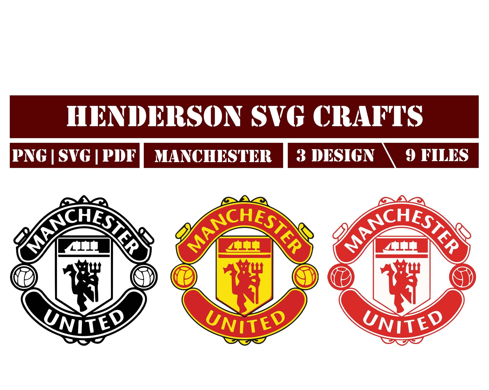 Manchester United Fotball Stickerssvgpngpdf Bundle Big Pack Etsy Norway