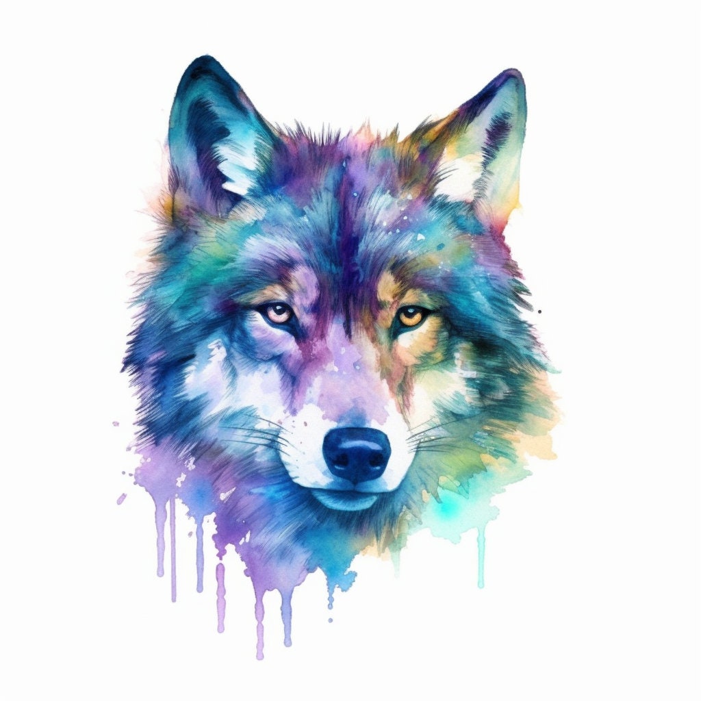 13 Colorful Wolf Clipart, High Quality Animal Png's, Digital Crafting ...