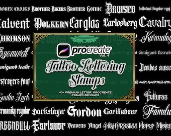 Tattoo Lettering Procreate Stamps Bundle 4 | Brush Set (Digital Download)