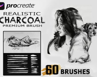60 Realistic Charcoal Procreate Brushes: Digital Painting, Sketch Brushes