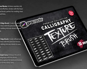 Procreate Calligraphy Texture Brushes – 30 Brushset (Digital Download)