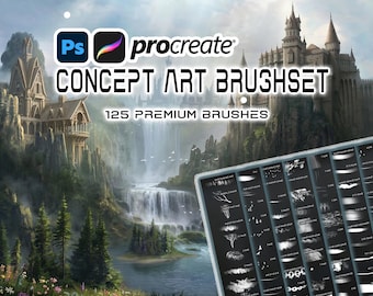 125 Concept Art Brushes for Procreate, Photoshop: Nature, Texture, Atmosphere (Digital Download)