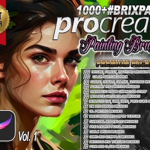 1000+ Procreate Pinsel Digitales Gemälde, Charakterzeichnung, Farbpaletten, Stempelpinsel, Manga, Porträt, Natur, kosmische Kunst