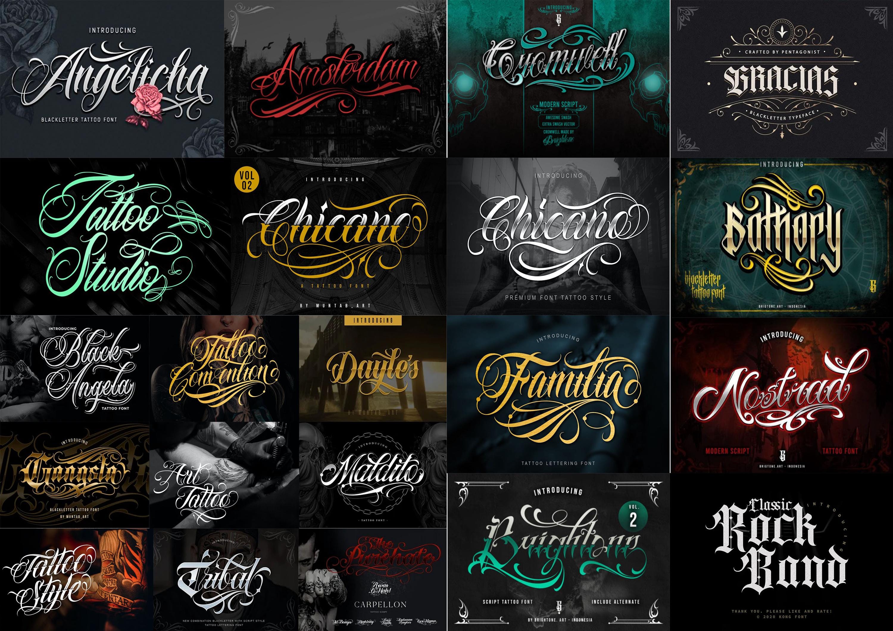 40 Premium Tattoo Fonts Bundle 5 – Blackletter Calligraphy Fonts for Tattoo Art, Logos & Branding • Procreate + Photoshop Friendly