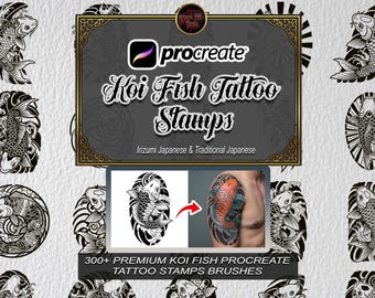 Koi Fish Tattoo Stamps, Irezumi Japanese Brushes (Procreate, Commercial)