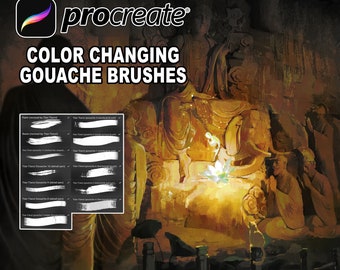 13 Color Changing Gouache Brushes for Procreate, Digital Painting, Digital Art
