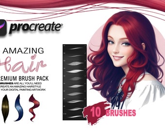 10 Amazing Hair Brush Mastery Brushset for Procreate, Digital Painting, Art Brushes, Silken Strands Brush, Bold Braid Blender