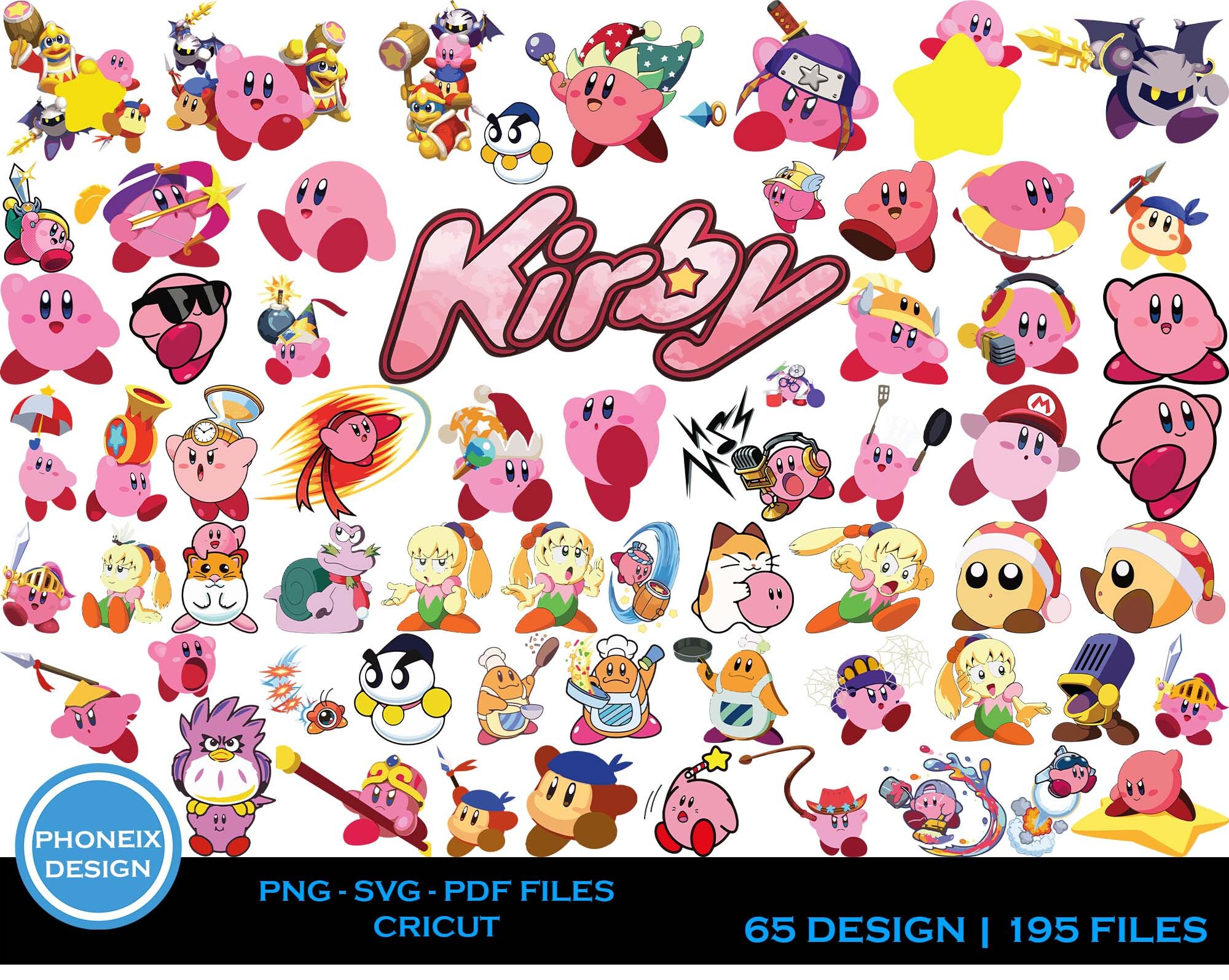 Kirby Cartoon Chracters Svg/ Png / Pdf Bundle Birthday Party / Sticker