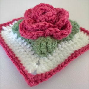 Rose Granny Square Crochet Pattern - Written and Photo Tutorial