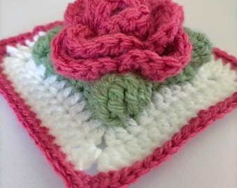 Rose Granny Square Crochet Pattern - Written and Photo Tutorial