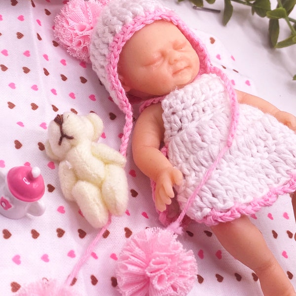 4inch Miniatur Vollsilikon Mikro Reborn Minipuppe Baby schläft Geschenk Leben wie Mädchen süß Kinderzimmer Schlafen