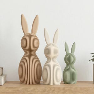 Paashaas Sculptuur, Moderne Lentedecoratie, Scandinavisch Japandi, 3D‑geprint PLA, 3 Maten, Paascadeau voor de Lente